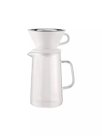 ALESSI | Kaffee Set 3-tlg SLOW COFFEE Glas/Weiss/Edelstahl | 