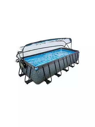 EXIT TOYS | Stone Pool 540x250x100cm mit Abdeckung und Sandfilter- und Wärmepumpe | 