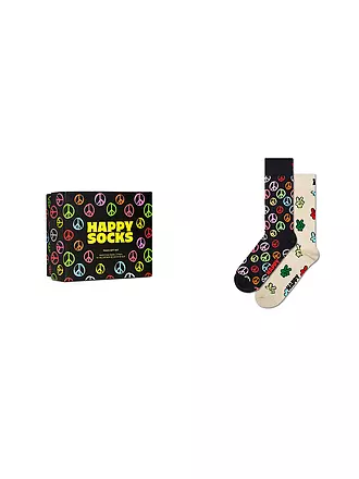 HAPPY SOCKS | Herren Geschenkbox Socken PEACE 2er Pkg 41-46 black | schwarz