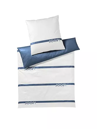 JOOP | Satin Bettwäsche Logo Stripes 2x 70x90cm / 200x200cm Blau | olive