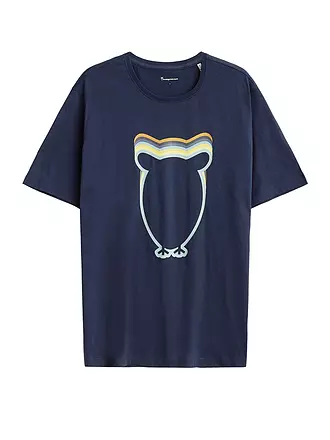 KNOWLEDGE COTTON APPAREL | T-Shirt BIG OWL COLOUR | blau