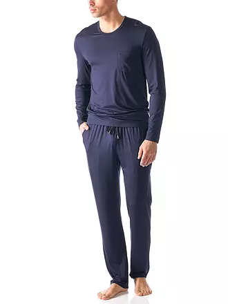 MEY | Pyjama Langarmshirt JEFFERSON yacht blue | grau