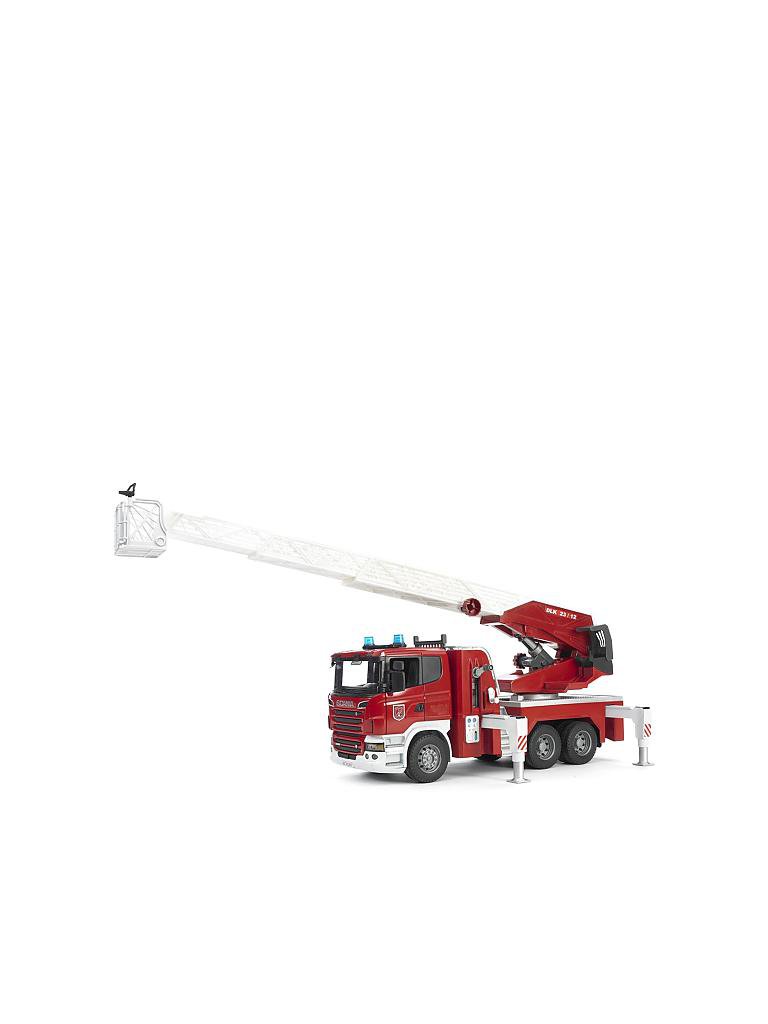 BRUDER | Scania R-Serie Feuerwehrleiterwagen mit Wasserpumpe, Licht und Sound  | keine Farbe