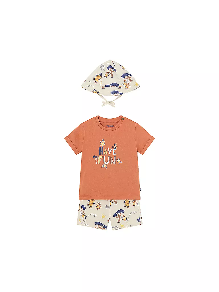 MAYORAL | Baby Set 3-teilig T-Shirt, Shorts, Kappe  | orange