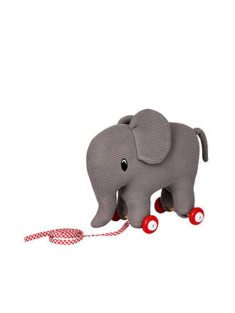 BABY GLÜCK | Elefant auf Holzrollen gestrickt | grau