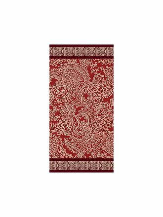 BASSETTI | Handtuch 50x100cm MONREALE Grau/Beige | dunkelrot