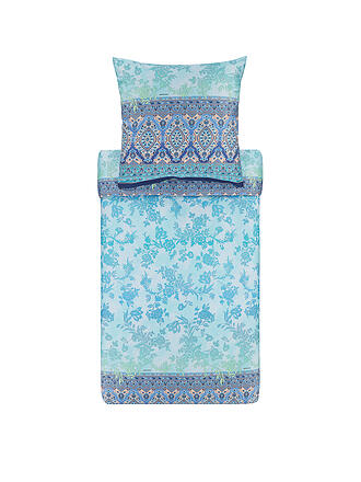 BASSETTI | Satin Bettwäsche AGRIGENTO 70x90cm/140x200cm Beige | blau