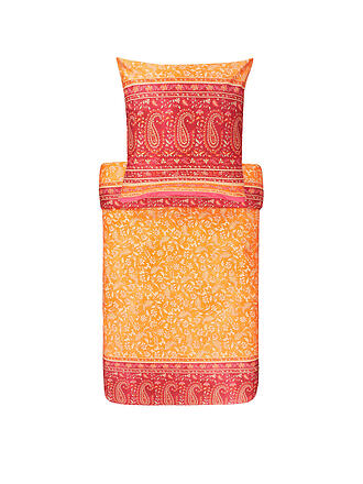 BASSETTI | Satin Bettwäsche Como 70x90cm / 140x200cm Orange | beige