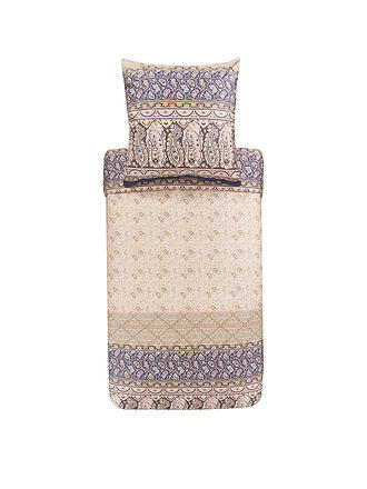 BASSETTI | Satin Bettwäsche IMPERIA 70x90cm/140x200cm blau | beige