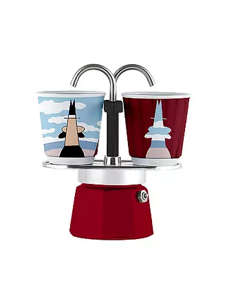 BIALETTI | Espressokocher Mini Express 2 Tassen Rot Dekor | blau