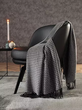 BIEDERLACK | Kaschmir Wohndecke MODERN CLASSIC 130x170cm Vivo Anthracite | hellgrau