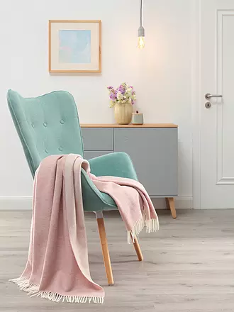 BIEDERLACK | Wohndecke Plaid MODERN CLASSIC 130x170cm Green Ecru | rosa