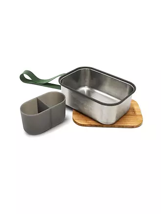 BLACK+BLUM | Frischhaltedose - Lunchbox gross 19x13,5cm Olive/Edelstahl | blau