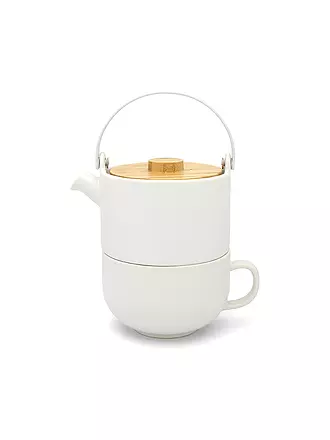 BREDEMEIJER | Tea for one Umea mit Bambusdeckel 0,5l Weiss | camel