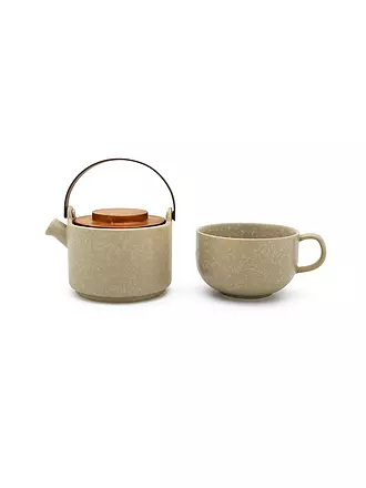 BREDEMEIJER | Tea for one Umea mit Bambusdeckel 0,5l Weiss | camel