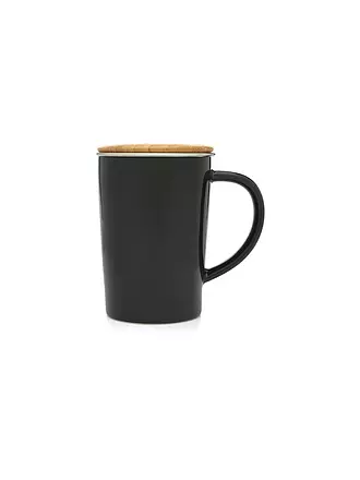 BREDEMEIJER | Tee-Becher mit Filter und Bambus-Deckel 0,4l Schwarz | weiss