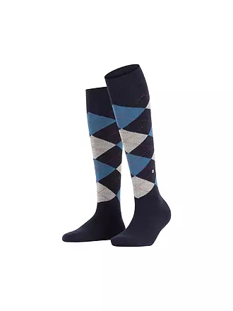 BURLINGTON | Damen Kniestrümpfe MARYLEBONE 36-40 mid grey mel | blau