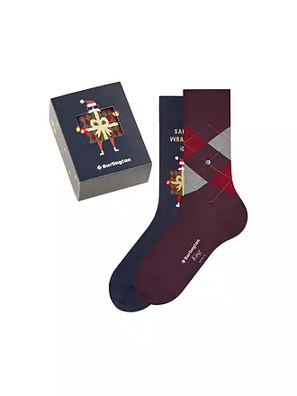BURLINGTON | Herren Socken 2-er Pkg. X-MAS GIFT BOX 40-46 sortiment | dunkelrot