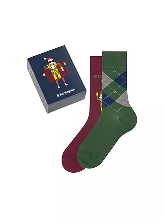 BURLINGTON | Herren Socken 2-er Pkg. X-MAS GIFT BOX 40-46 sortiment | dunkelrot