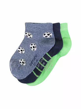 CAMANO | Jungen Sneakersocken 3er Pkg Fussball green flash | türkis