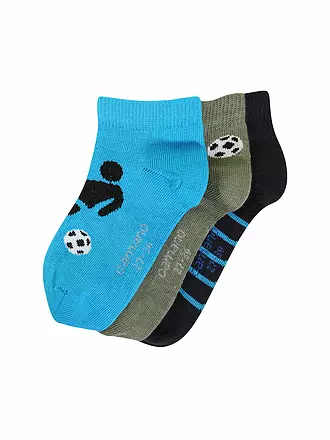 CAMANO | Jungen Sneakersocken 3er Pkg Fussball green flash | türkis
