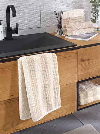 CAWÖ | Duschtuch PURE STRIPES 80x150cm Beige | dunkelgrün