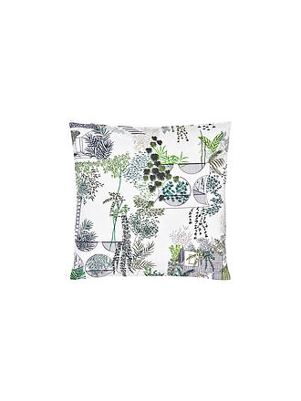 CHRISTIAN FISCHBACHER | Satin Kissenbezug 70x90cm Urban Jungle Weiss/Grün | weiss