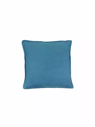 DAVID FUSSENEGGER | Kissenhülle mit Zierstich 50x50cm (Rohweiß) | blau