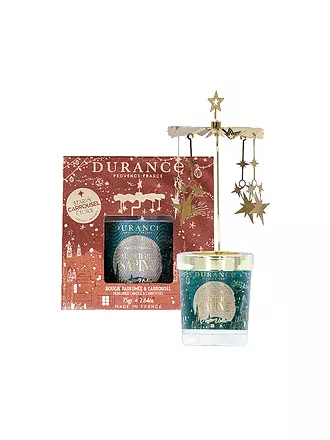 DURANCE | Weihnachts Duftkerze 75g mit Karussell Spritzgebäck | dunkelgrün