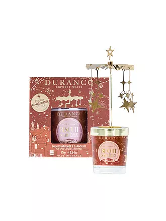 DURANCE | Weihnachts Duftkerze 75g mit Karussell Spritzgebäck | dunkelgrün