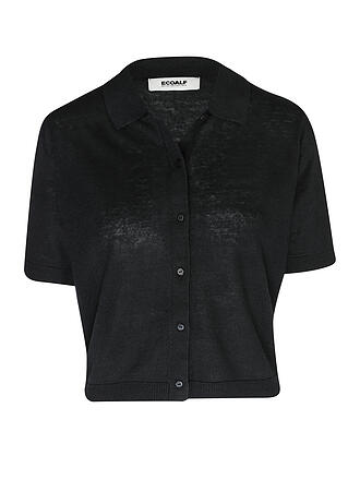 ECOALF |  Leinen Stickjacke JUNIPERALF | schwarz