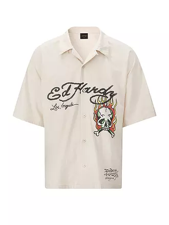 ED HARDY | Hemd Regular Fit SKULL FLAMES | beige