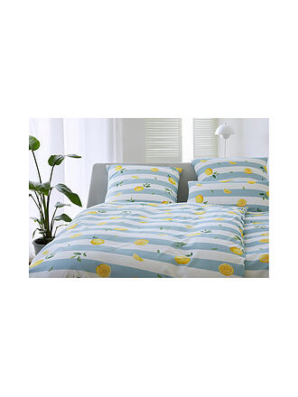 ELEGANTE | Batist Bettwäsche 140x200cm LEMON Wasserblau | rot