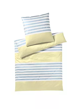 ELEGANTE | Batist Bettwäsche 140x200cm SUMMERSTRIPE Gelb-Bleu | hellblau