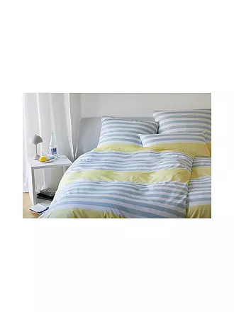 ELEGANTE | Batist Bettwäsche 140x200cm SUMMERSTRIPE Gelb-Bleu | hellblau