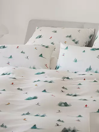 ELEGANTE | Flanell Bettwäsche ABFAHRT 70x90cm/140x200cm Skipiste | weiss