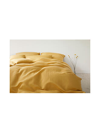 ELEGANTE | Halbleinen Bettwäsche Breeze 70x90cm/140x200cm Senf | petrol