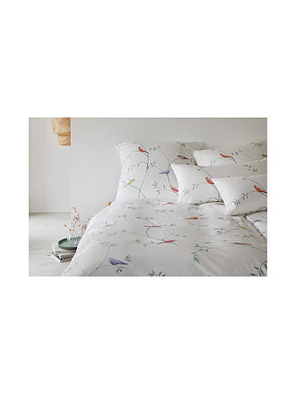 ELEGANTE | Satin Bettwäsche 70x90cm/140x200cm Garden Love Weiss | hellgrün
