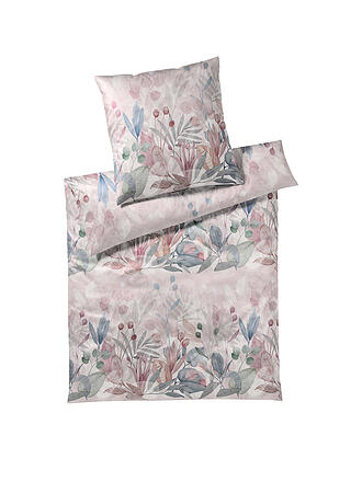 ELEGANTE | Satin Bettwäsche 70x90cm/140x200cm Secret Garden Blau | rosa
