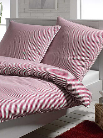 ELEGANTE | Satin Bettwäsche Hamburger Streifen 140x200cm Bordeaux | creme