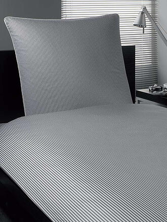 ELEGANTE | Satin Bettwäsche Hamburger Streifen 140x200cm Natur | hellgrau