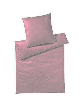 ELEGANTE | Satin Bettwäsche Hamburger Streifen 140x200cm Sand | dunkelrot
