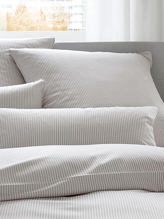ELEGANTE | Satin Bettwäsche Hamburger Streifen 140x200cm Sand | dunkelrot