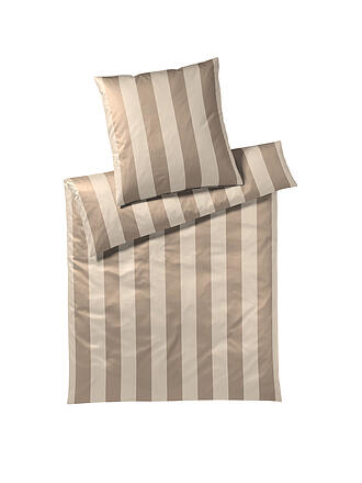 ELEGANTE | Satin Bettwäsche Natural Stripe 140x200cm Natur/Caramel | schwarz