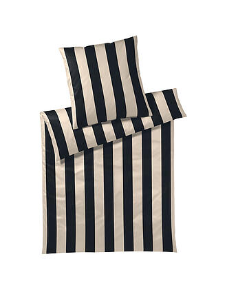 ELEGANTE | Satin Bettwäsche Natural Stripe 140x200cm Natur/Schwarz | creme