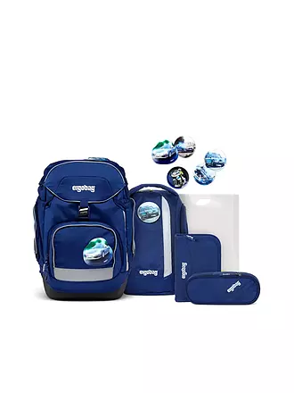 ERGOBAG | Schultaschen Set 5tlg Pack Blaulicht Bär | hellgrau