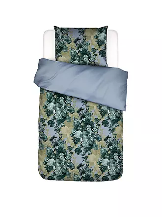ESSENZA | Satin Bettwäsche 70x90cm/140x200cm LEILA Chambray Blue | dunkelgrün
