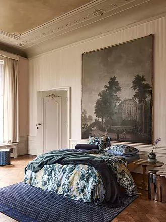 ESSENZA | Satin Bettwäsche 70x90cm/140x200cm LEILA Chambray Blue | dunkelgrün