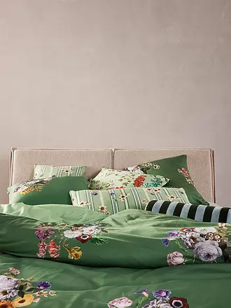 ESSENZA | Satin-Bettwäsche LAURINE 70x90cm/140x200cm Vanilla | dunkelgrün