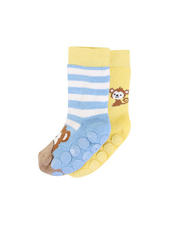 EWERS | Baby Socken 2er Pkg ABS Affe gelb | blau